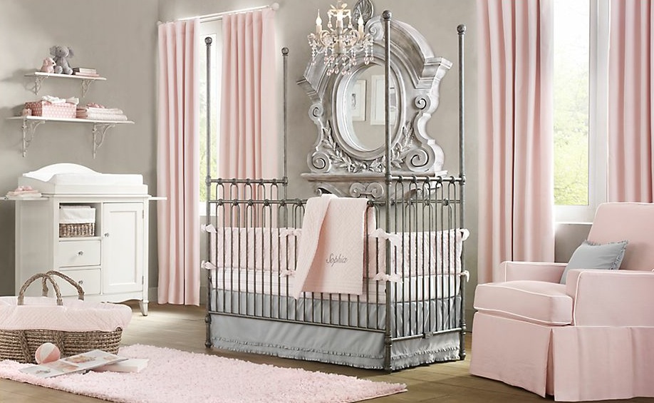 Elegant-pink-white-gray-baby-girl-room